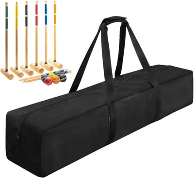 Transporttas voor croquet – grote opbergruimte met ritssluiting en handgrepen – houder voor Croquet toverstokken, stabiele reisbox voor 6 spelers