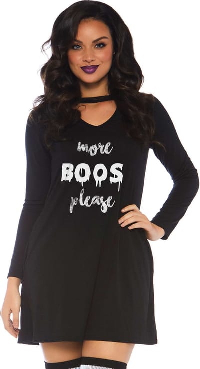 T-shirtjurk in jersey voor dames Leg Avenue Boos