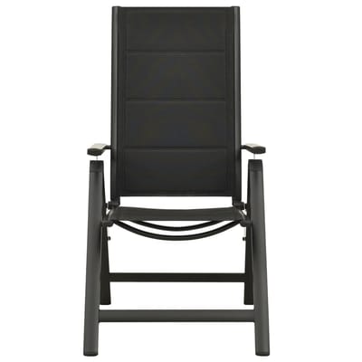 vidaXL - Opklapbare - stoelen, - 2 - stuks, - van - textiel - en - aluminium, - zwart.