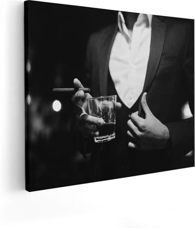 Artaza Canvas Schilderij Maffia - 50x40 cm - Wanddecoratie Mannen - Muurdecoratie Pak - Schilderijen Op Canvas