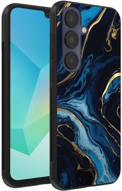 Smartphonica Telefoonhoesje Geschikt voor Samsung Galaxy A16 met marmer opdruk - TPU backcover case gold blue marble design - Goud Blauw geschikt voor Samsung Galaxy A16