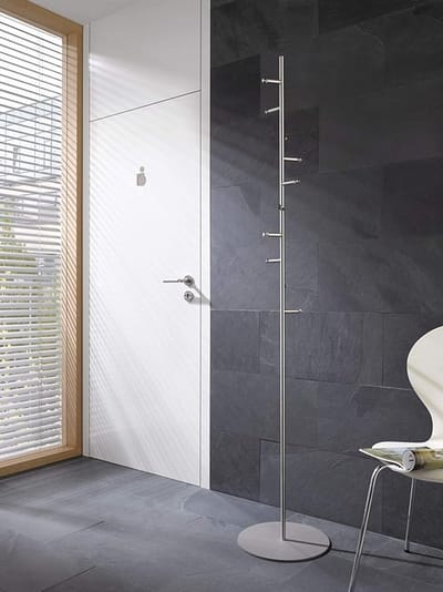 kapstok Staand RVS 190 cm met 10 Haken - Vrijstaande Design Garderobestandaard van Roestvrij Staal 36 x 36 x 190 cm - Zilver