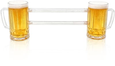 Dailygoods- Bierglas 430ml - Dubbel Siamese Biermok - Acryl - Handvat - Lekvrij - Geschikt voor Bar/KTV