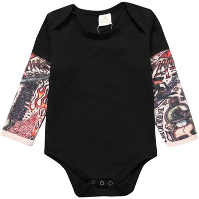 Baby-jumpsuit Tattoo-jumpsuit Baby-huiskleding 90cm zwart