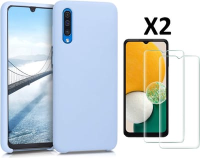 Hoesje Geschikt Voor Samsung Galaxy A03 Core hoesje silicone soft cover Licht Blauw - Hoesje Geschikt Voor Samsung Galaxy Galaxy A03 core Silicone hoesje - Ao3 Core Screenprotector 2 pack