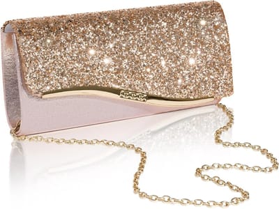 Elegante Gouden Avondtas van PU Leer met Luxe Ketting - Schoudertas voor Bruiloft en Feest, 22 x 11 x 5 cm, Perfect voor Avondjes Uit en Speciale Gelegenheden