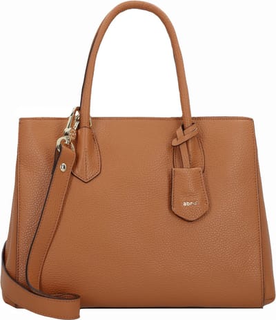 abro Leren Business tas Schoudertas met laptopvak Leather Adria Businessshopper Busy Cuoio Bruine