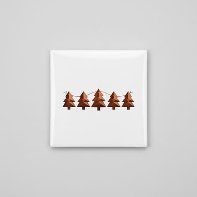 Minimalistische Kerstbomen Keramische Tegel – Moderne Feestelijke Kerst Wanddecoratie – 15 x 15 cm