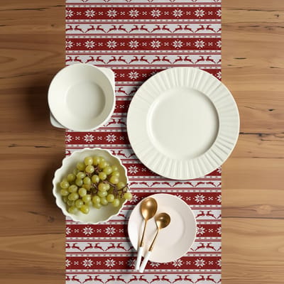 ABAKUHAUS kersttafelloper, Scandinavisch, eetkamerkeuken rechthoekige decoratieve tafelloper, 40 x 180 cm, witrood