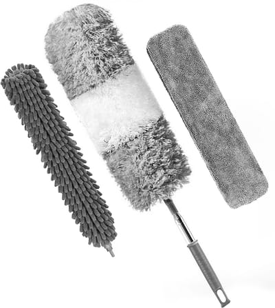 VAIVE Plumeau uitschuifbaar tot 280 cm - Ragebol met Telescoopsteel - Duster - Stoffer - Wasbaar en Draaibaar – 3 Opzetstukken