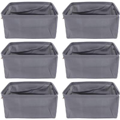 6 Stuks Kleding Opbergdoos Verdikte Stof Opvouwbare Opbergbak Kledingcontainer voor Kast 42x28x25cm/16.54x11.02x9.84in grijze kleur