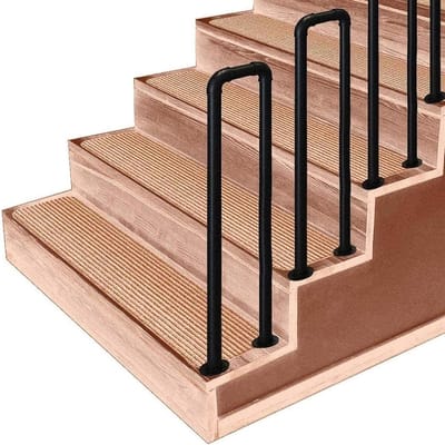 Trapleuning Buiten - Steunstang Veranda - Veilig Traplopen - Corrosiebestendig Oppervlak - 95 cm - Zwart