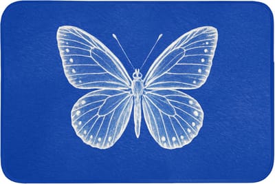 Badmat 90x60 cm - Antislip - Vlinder - Wit - Getekend - Stippen - Badmatten voor badkamer - Badkamermat - Douchemat - Badkamer mat