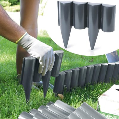 Gazonrand Tuinpalissade - Bloembedomranding Hek - Tuin Decoratie - Flexibel Kunststof Houtlook - 5 Meter - Antraciet