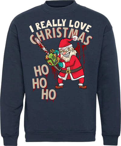 Kersttrui Really Love Christmas | Foute Kersttrui Dames Heren | Kerstcadeau | Navy | maat XS