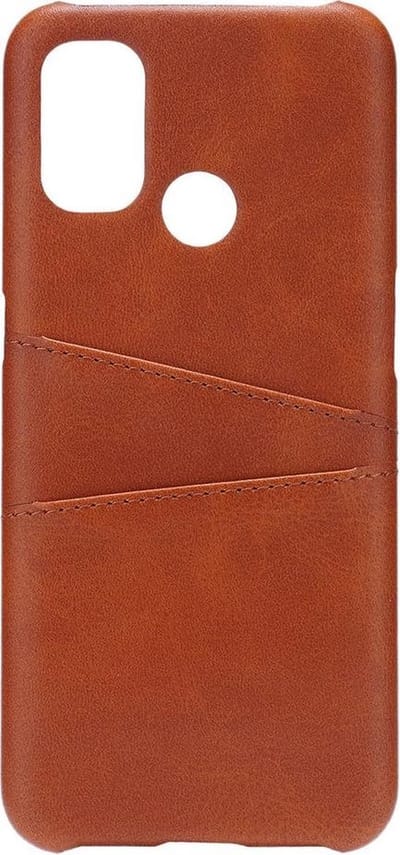 Shop4 - OnePlus Nord N10 5G Hoesje - Harde Back Case Cabello met Pasjeshouder Bruin