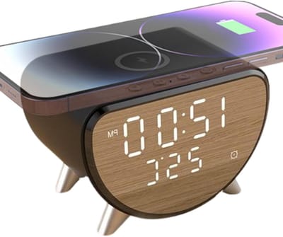Wekker met Draadloze Oplader - Digitale Klok Speaker - Nachtkastje Organisatie - Temperatuur Weergave - 86 cm - Zwart