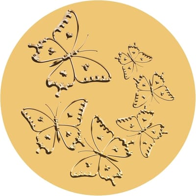 Allecto - Goudfolie Sticker - 2 Inch - Vlinder - Reliëf - Rond - Zelfklevend - Enveloppen - Uitnodigingskaart - Diploma's - Afstuderen - Viering - Decoratie - Geschikt voor - Alle Gelegenheden - Goudkleurig - Set van 100 Stuks