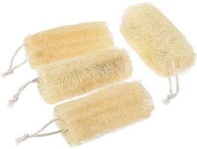Dailygoods- Luffa 4 Stuks Natuurlijke Sponsset - Exfoliërende Lichaamsscrubber - Organische Loofah - Herbruikbaar - Milieuvriendelijk - Beige - Spons