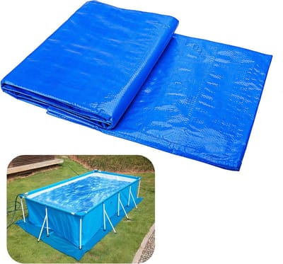 Grondzeil - Grondzeil zwembad - 9.7 x 6.7 Ft - Waterdicht PE Grondzeil voor Zwembad - Slijtvaste Zwembad Beschermmat - Stofdichte Onderlegger voor Opzetzwembad en Framezwembad - Blauw