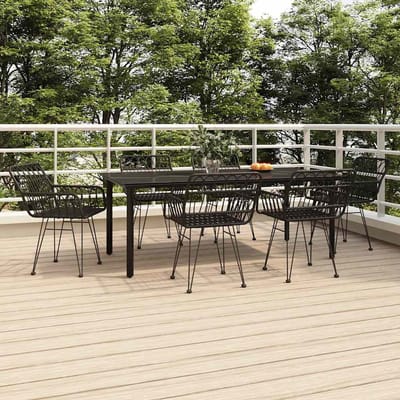 vidaXL - 7-delige - Tuinset - poly - rattan - zwart