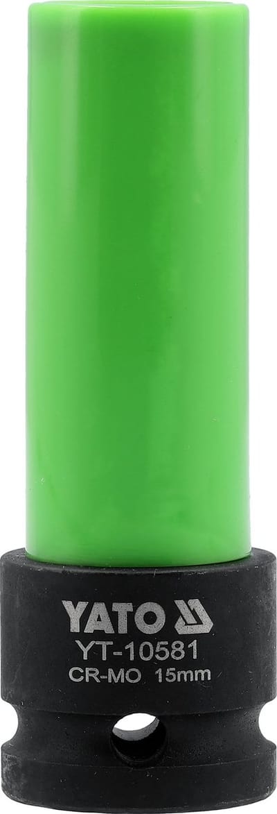 Professionele Lange Krachtdop 15 mm - Lengte 85 mm - 1/2" Aansluiting - Premium 42CrMo Chroom-molybdeenstaal - Wielmoerdop voor Lichtmetalen Velgen