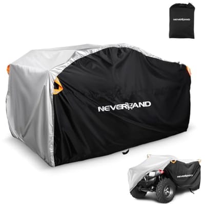 ATV-afdekzeil, waterdicht, 210 x 120 x 115 cm, omkeerbaar zilver/zwart, met winddichte gespen en reflecterende handgrepen