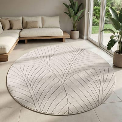 Dailygoods- Tapijt Rond 200 cm - Hoog Laag Effect - Polypropyleen - Duurzaam - Onderhoudsvriendelijk - Geschikt voor Binnen/Buiten - Buitentapijt