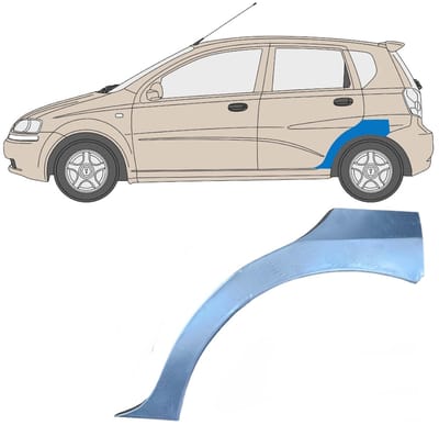 Reparatiepaneel achterspatbord voor Chevrolet Aveo 2003-2006 / Links / HATCHBACK