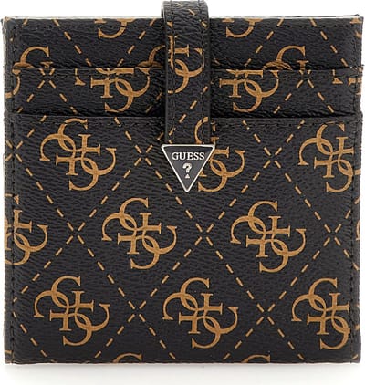 GUESS Kaarthoes Laurel SLG Tab Card Case Brown Logo Zwart