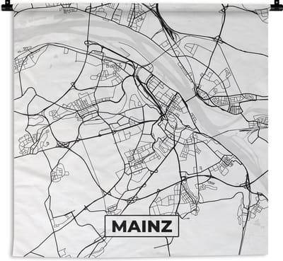 Wandkleed - Wanddoek - Mainz - Plattegrond - Kaart - Stadskaart - 180x180 cm - Wandtapijt