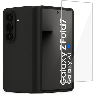 Technow hoesje + Screenprotector geschikt voor Samsung Galaxy Z Fold 7 – Liquid Back Case - Cover - Zwart