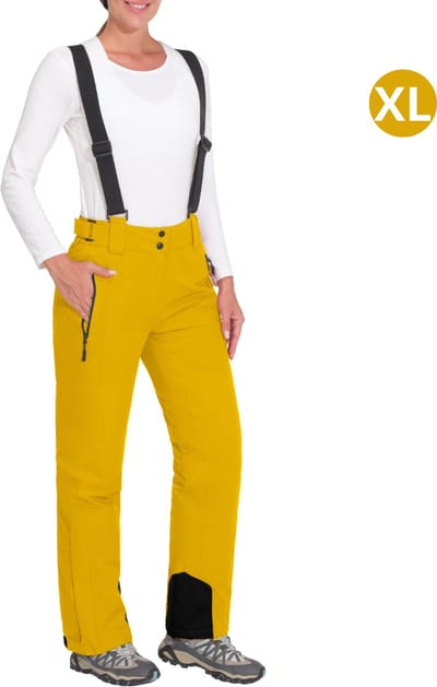 Nivard Skibroek - Skipak - Snowboard Broek - Winterbroek - Sneeuwbroek - Dames - Wintersport - Bretels - Geel - Maat XL