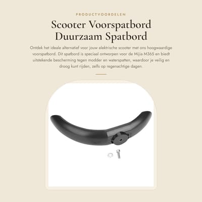 Dailygoods - Scooter Voorspatbord - Duurzaam Spatbord - Bescherming tegen Modder - Zwart - Vervangingsonderdelen - Veilig Rijden - Geschikt voor Mijia...