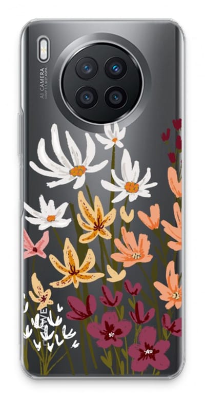 Case Company® - Hoesje geschikt voor Huawei Nova 8i hoesje - Painted wildflowers - Soft Cover Telefoonhoesje - Bescherming aan alle Kanten en Schermrand