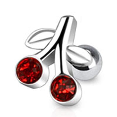 Piercing kersjes rood 1.2x6 - zilver - LMPiercings