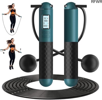 RFWR® Draadloos Springtouw met Teller voor Volwassenen - Multifunctioneel Fitness Springtouw met Gewichtsballen