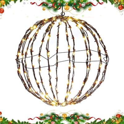 Decoratieve Lichtbol - Feestverlichting Buiten - Tuin Aankleden - Opvouwbaar Metalen Frame - 50x50 cm - Warm Wit