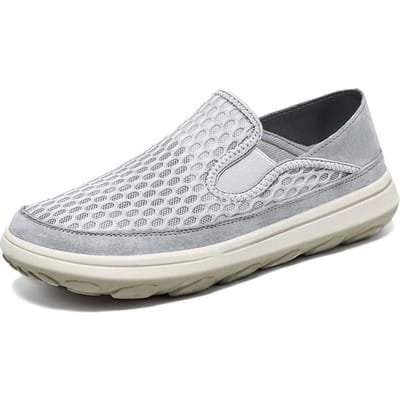 Herenschoenen Casual Schoenen Zomer Mesh Ademend Enkele Schoenen Zachte Zool Niet-gevulde Sneakers Comfortabele Papa Schoenen 45 white