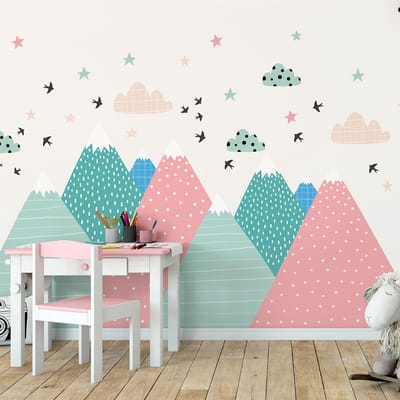 Kinderstickers van Scandinavische bergen van Vineka, 110 x 165 cm