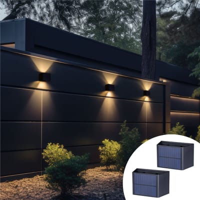 LED's Light Solar wandlampen met sensor - Schijnt beneden en boven - Draadloos - Duopack