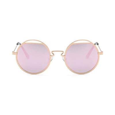 Freaky Glasses - Zonnebril rond - Festivalbril - Bril - Feest - Glasses - Heren - Dames - Unisex - Kunststof - goud - roze