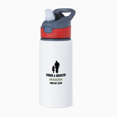 Hacebo® - Vader en dochter waterfles met rietje rood - Liefde - vrienden - verjaardagscadeau - cadeau voor vader/dochter - gift - kado - water fles - 650ML