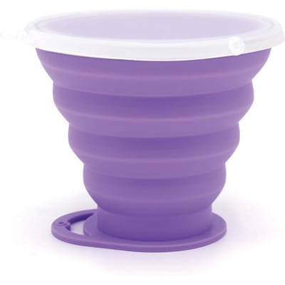 Tasse pliante en gel de silice pour le voyage Activité extérieure Rétractable Active Tasse à gargarisme Résistante aux hautes températures Tasse verte Tasse à eau pour le voyage et l'exercice 270ml violet