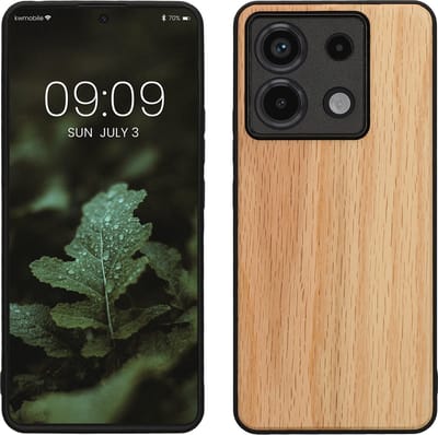 kwmobile telefoonhoesje geschikt voor Xiaomi Redmi Note 13 Pro 5G / Poco X6 5G - Hoesje met bumper in lichtbruin / bruin - Backcover - hout