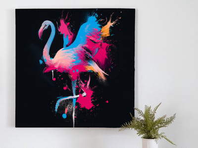 Fiery flamingo burst | Fiery Flamingo Burst | Kunst - 80x80 centimeter op Forex | Foto op Forex
