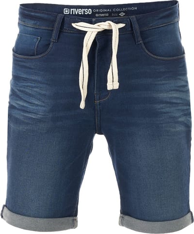 riverso Heren Short Broeken RIVPaul regular/straight Fit Blauw W 30 Volwassenen Stretch Jeans Korte Broek