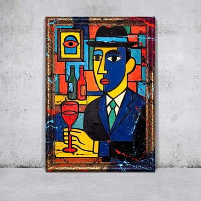 Canvas schilderij landschapsformaat handgeschilderd bar urban sfeervol – YS-Art Gallery – Sfeervol wanddecoratie voor woonkamer – Modern schilderij voor hal en kantoor