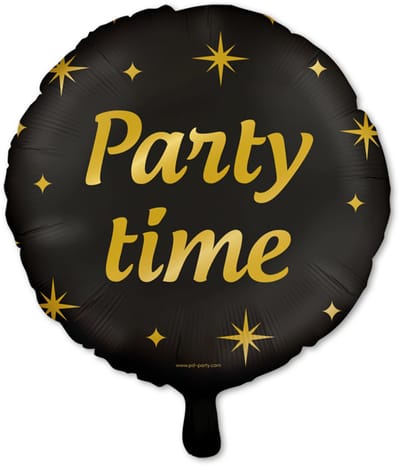 Q2P - Party Time Year Ballon - Versiering - Zwart & Goud - Folie Ballon - Feest Decoratie - Helium Geschikt