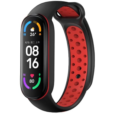 imoshion Siliconen sport bandje voor de Xiaomi Mi Band 5 / 6 - Black / Red